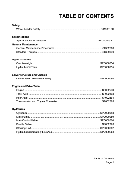 Hyundai HL635AL Wheel Loaders Service Repair Manual