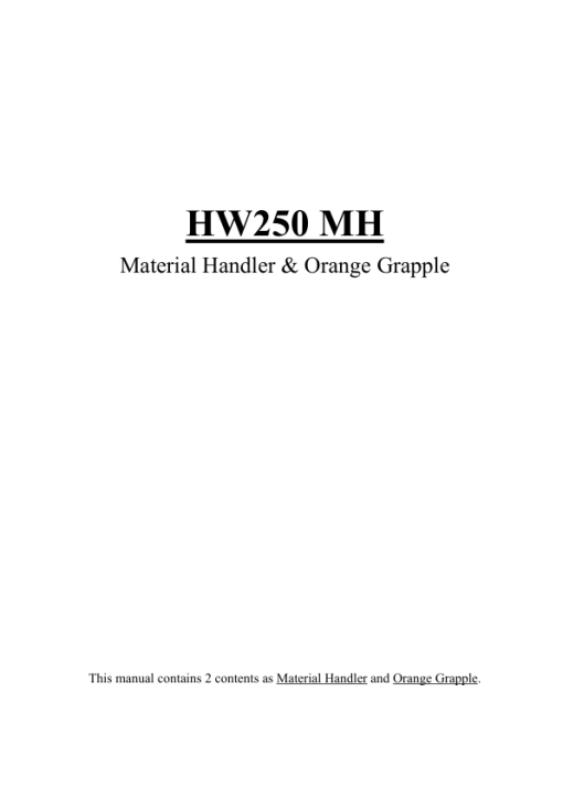 Hyundai HW250MH Wheel Excavator Service Repair Manual