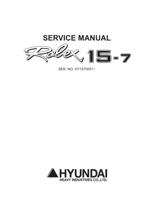 Hyundai R15-7 Mini Excavator Service Repair Manual