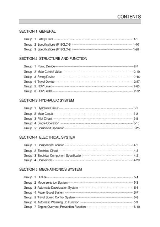 Hyundai R160LC-9, R180LC-9 Crawler Excavator Service Repair Manual