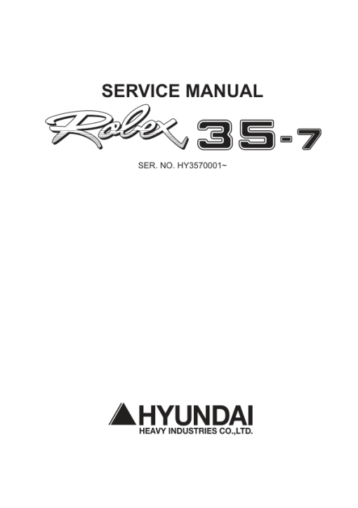 Hyundai R35-7 Mini Excavator Service Repair Manual