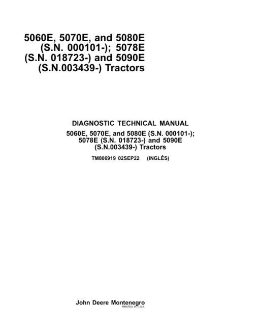 John Deere 5060E, 5070E, 5080E (S.N. 000101-), 5078E (S.N. 018723-), 5090E (S.N. 003439-) Repair Manual (South America) - Image 2