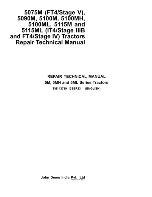 John Deere 5090M, 5100M, 5100MH, 5100ML, 5115M, 5115ML Tractors Repair Manual (IT4-Stage IIIB & FT4 -Stage IV) - Image 2