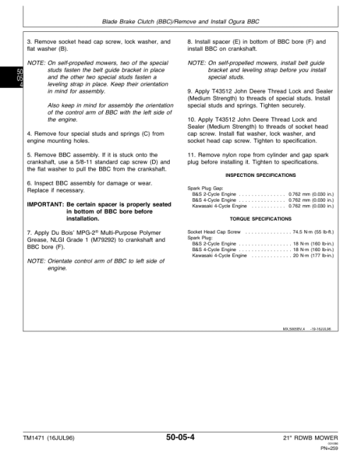 John Deere 12PB, 12PC, 12SB, 14PB, 14PT, 14PZ, 14SB, 14SC, 14SX, 14SE, 14ST, 14SZ Repair Manual - Image 5