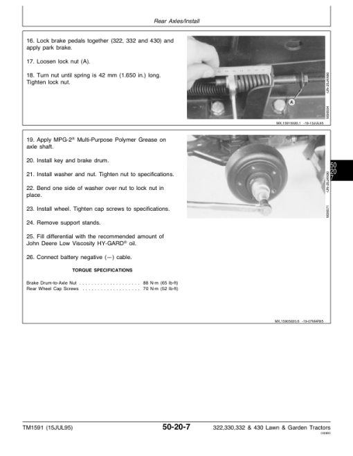 John Deere 322, 330, 332, 430 Law and Garden Tractors Repair Manual (TM1591) - Image 3