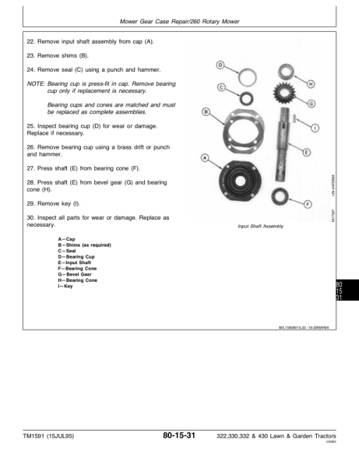 John Deere 322, 330, 332, 430 Law and Garden Tractors Repair Manual (TM1591) - Image 5