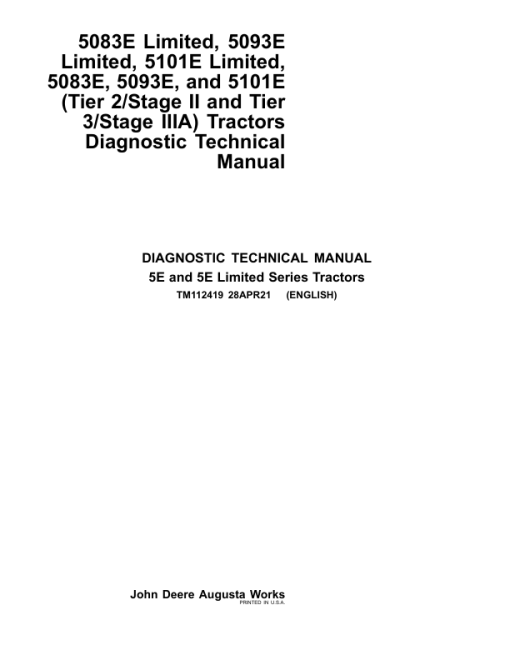 John Deere 5083E Limited, 5093E Limited, 5101E Limited Repair Technical Manual - Image 2