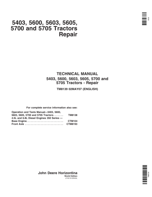 John Deere 5403, 5600, 5603, 5605, 5700, 5705 Tractors Repair Manual (South America) - Image 3