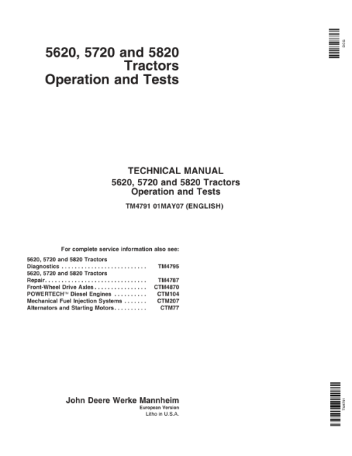 John Deere 5620, 5720, 5820 Tractors Service Repair Manual - Image 4