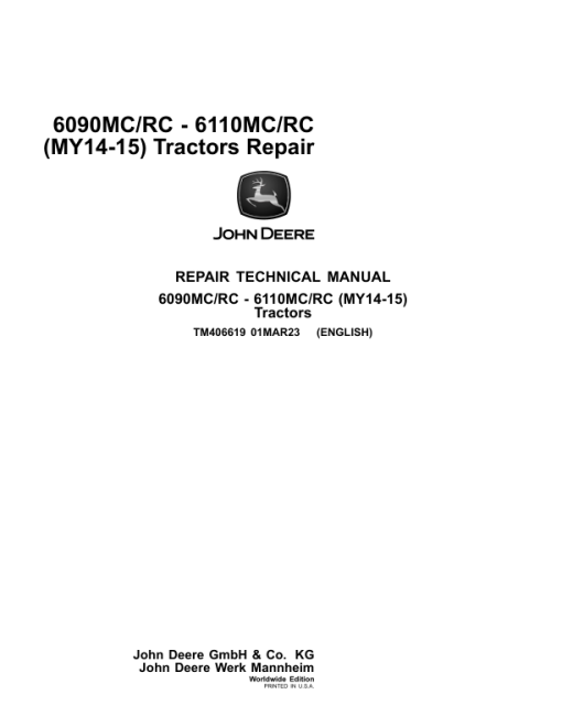 John Deere 6095MC, 6105MC, 6115MC, 6095RC, 6105RC, 6115RC Tractors Repair Manual - Image 9