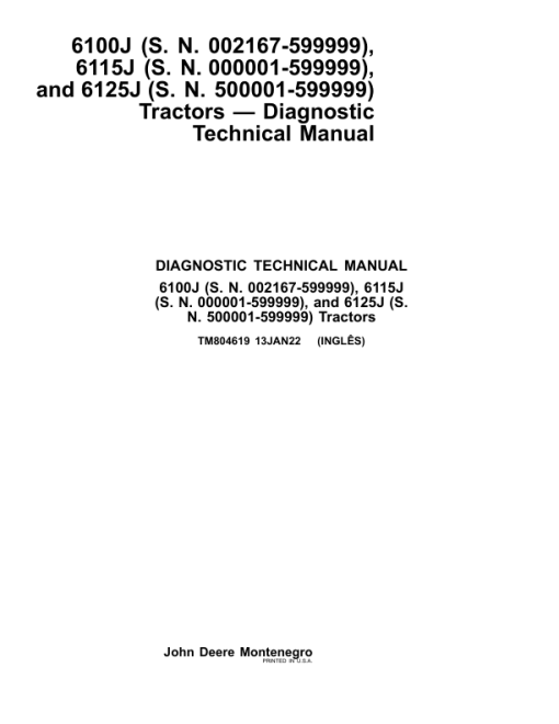 John Deere 6100J (002167-599999), 6115J (000001-599999), 6125J (500001-599999) Tractors Repair Manual - Image 2