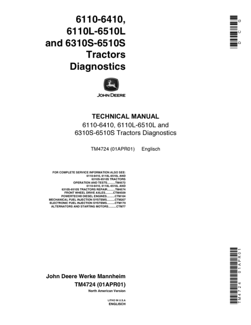 John Deere 6110, 6210, 6310, 6410 Tractors Service Repair Manual - Image 7