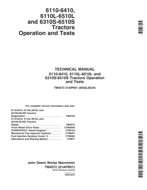 John Deere 6110L, 6210L, 6310L, 6410L, 6510L Tractors Service Repair Manual - Image 2