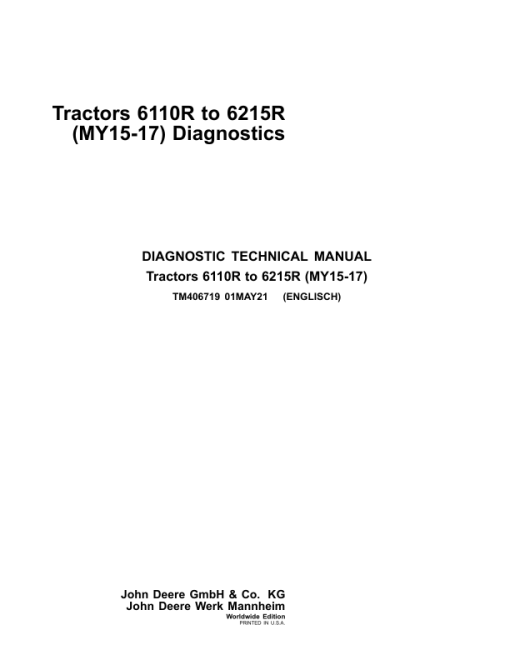 John Deere 6110R, 6120R, 6130R, 6135R Tractors Repair Manual (MY15-MY17) - Image 2