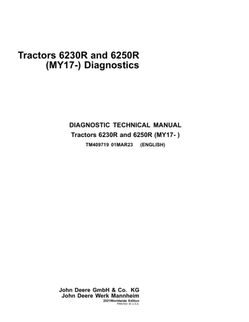 John Deere 6230R, 6250R Tractors Service Repair Manual (MY17 - ) - Image 2