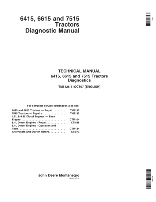 John Deere 6415, 6615, 7515 Tractors Service Repair Manual - Image 2