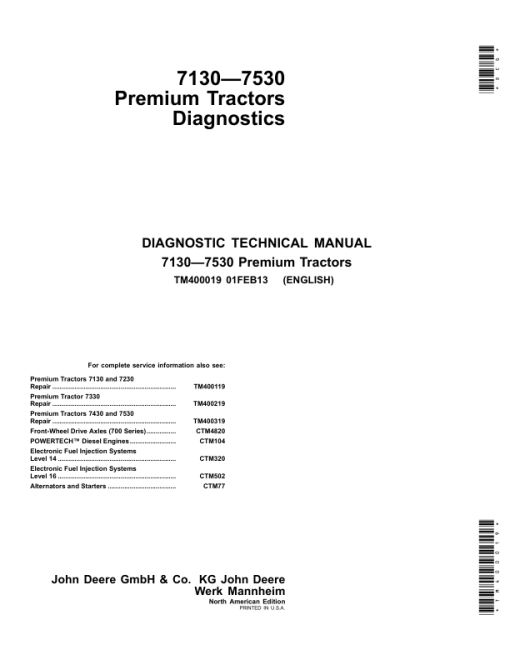 John Deere 7130 Premium, 7230 Premium Tractors Service Repair Manual - Image 2