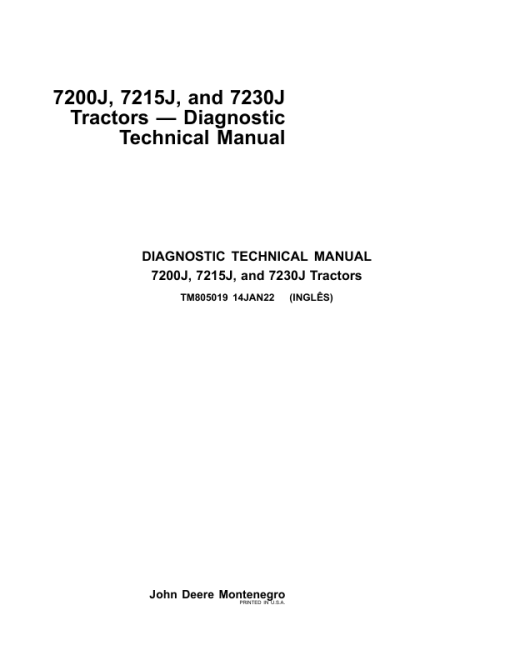 John Deere 7200J, 7215J, 7230J Tractors Service Repair Manual (TM805019 and TM805119) - Image 2