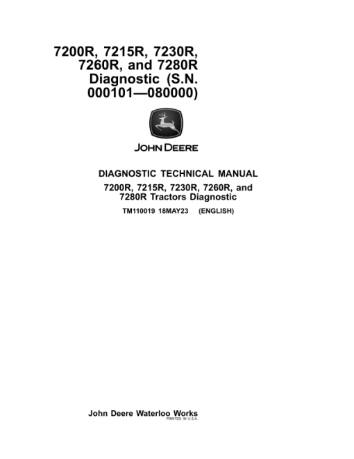 John Deere 7200R, 7215R, 7230R, 7260R, 7280R Tractors Repair Manual (S.N 000101-080000) - Image 2