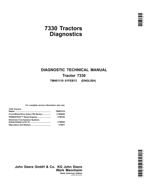 John Deere 7330 Tractor Service Repair Manual (TM401119 and TM401219) - Image 2