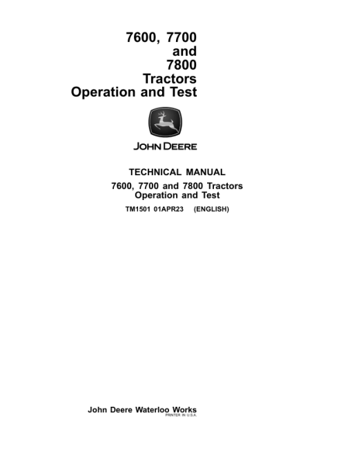 John Deere 7600, 7700, 7800 Tractors Service Repair Manual (TM1500 and TM1501) - Image 4