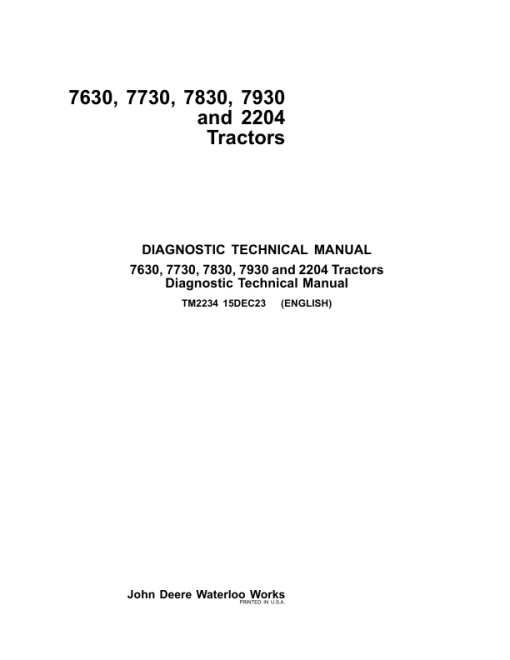 John Deere 7630, 7730, 7830, 7930, 2204 Tractors Service Repair Manual (TM2234 and TM2266)