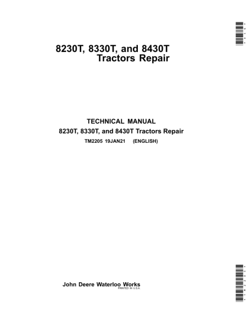 John Deere 8230T, 8330T, 8430T Tractors Repair Manual (TM2205 and TM2215)