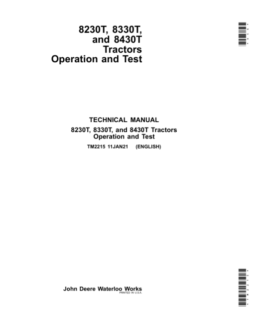 John Deere 8230T, 8330T, 8430T Tractors Repair Manual (TM2205 and TM2215) - Image 2