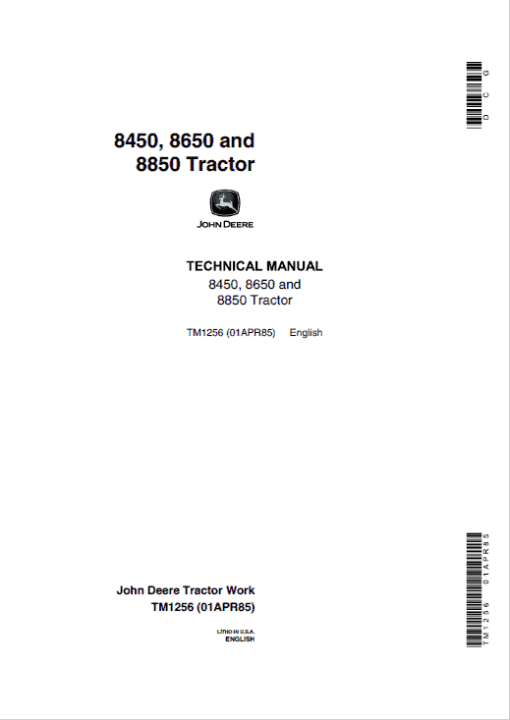 John Deere 8450, 8650 Tractor Repair Technical Manual - Image 2