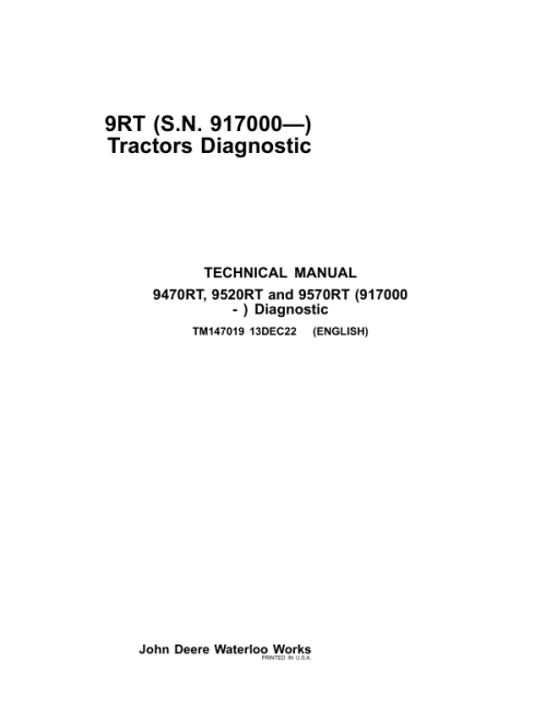 John Deere 9470RT, 9520RT, 9570RT, 9RT Tractors Repair Manual - Image 2