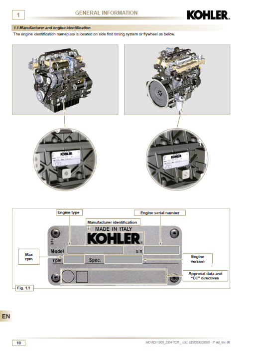 Kohler Diesel KDI 1903 TCR and KDI 2504 TCR Engine Service Repair Manual - Image 3