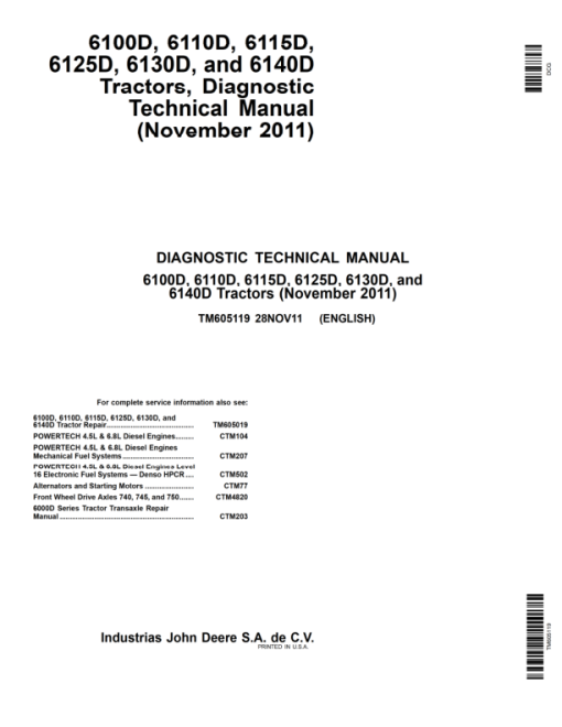 John Deere 6100D, 6110D, 6115D, 6125D, 6130D, 6140D Tractors Repair Manual - Image 3