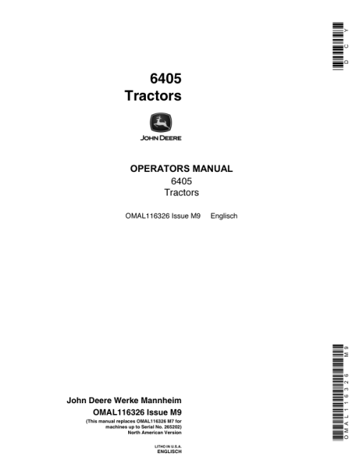 John Deere 6405, 6605 Tractors Service Repair Manual - Image 2