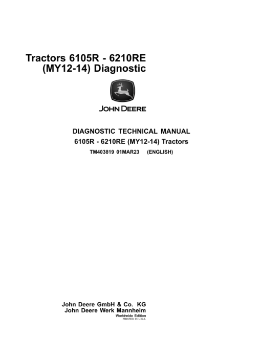 John Deere 6105R, 6115R, 6125R, 6130R Tractors Service Repair Manual - Image 2