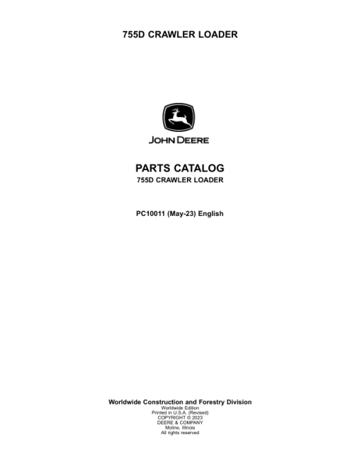 John Deere 755D Crawlers Parts Catalog Manual - PC10011