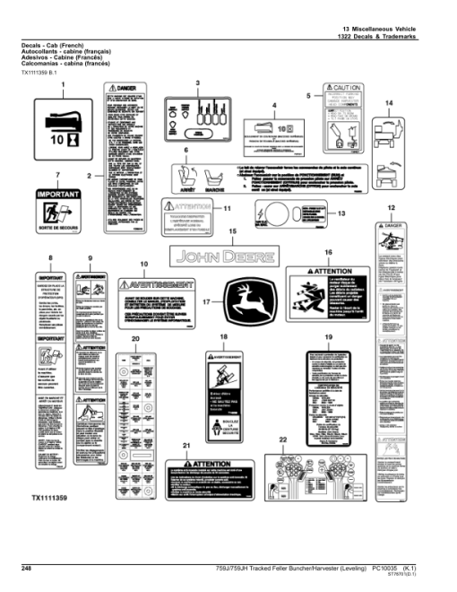 John Deere 759J, 759JH Tracked Feller Bunchers (SN C220452-) Parts Catalog Manual - PC10035 - Image 2