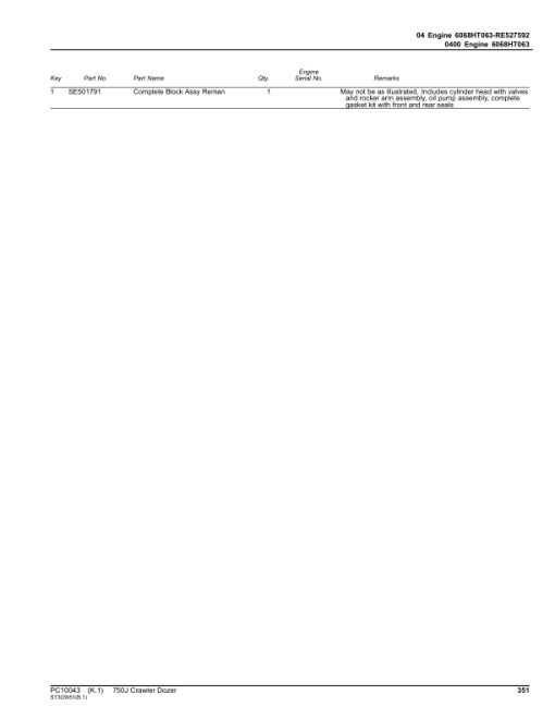 John Deere 750J Crawler Dozers (SN 141344- ) Parts Catalog Manual - PC10043 - Image 2