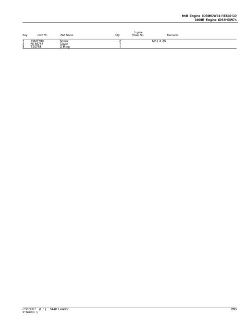 John Deere 544K Loaders (SN -642664) Parts Catalog Manual - PC10057 - Image 2