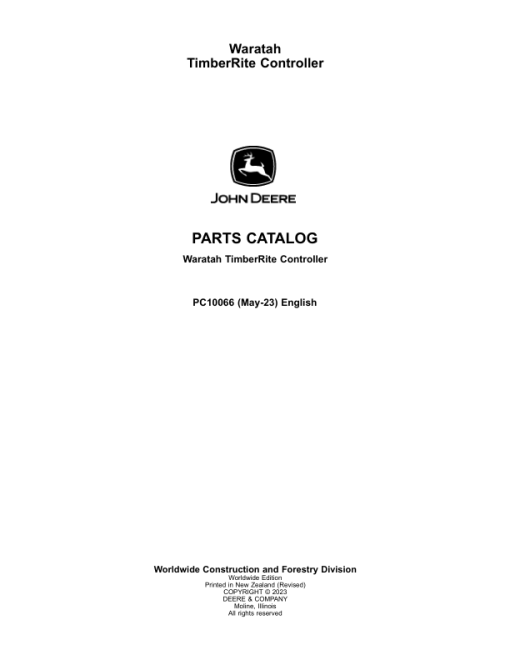 John Deere TIMBERRITE 30LITE, 30H Measuring And Control Systems Parts Catalog Manual - PC10066