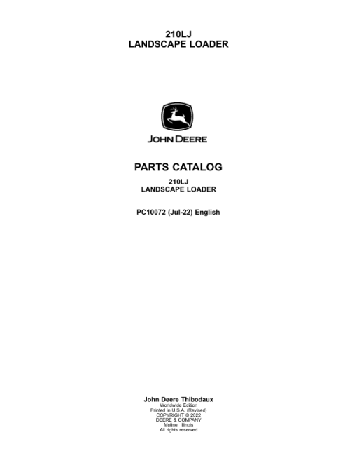 John Deere 210LJ Landscape Loaders Parts Catalog Manual - PC10072