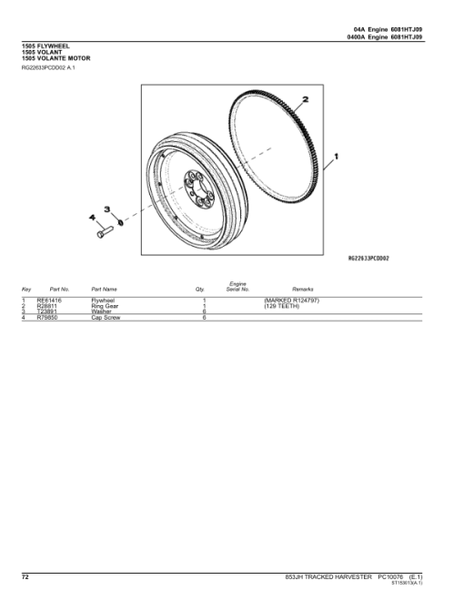 John Deere 853JH Tracked Harvesters Parts Catalog Manual - PC10076 - Image 4