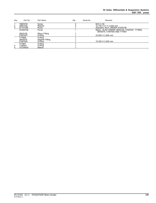 John Deere 670G, 670GP Motor Graders (SN C624392 - 634753 & D624392 - 634753) Parts Catalog Manual - PC10100 - Image 4