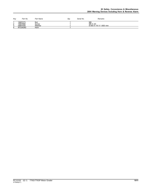 John Deere 770G, 770GP Motor Graders (SN C624392 - 634753 & D624392 - 634753) Parts Catalog Manual - PC10102 - Image 2