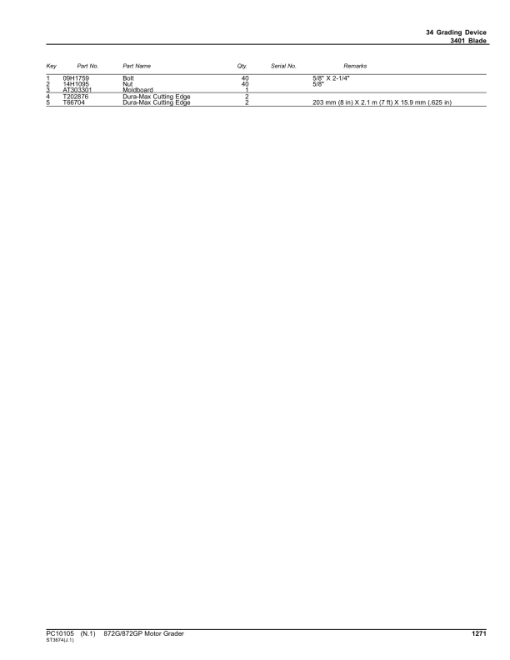 John Deere 872G, 872GP Motor Graders (SN C624392 - 634753 & D624392 - 634753) Parts Catalog Manual - PC10105 - Image 3