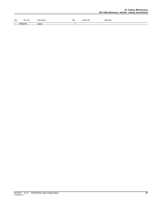 John Deere FR21B Felling Heads Parts Catalog Manual - PC10111 - Image 4