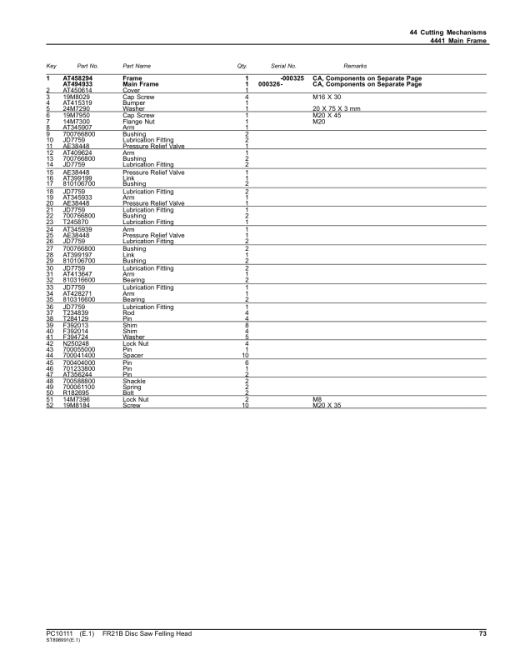 John Deere FR21B Felling Heads Parts Catalog Manual - PC10111 - Image 2