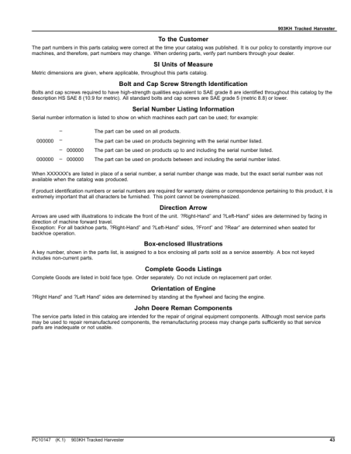 John Deere 903KH Tracked Feller Bunchers (SN C181103- C270472 & D181103- D270472) Parts Catalog Manual - PC10147 - Image 3