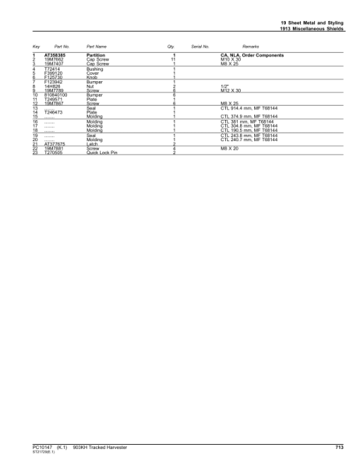 John Deere 903KH Tracked Feller Bunchers (SN C181103- C270472 & D181103- D270472) Parts Catalog Manual - PC10147 - Image 2