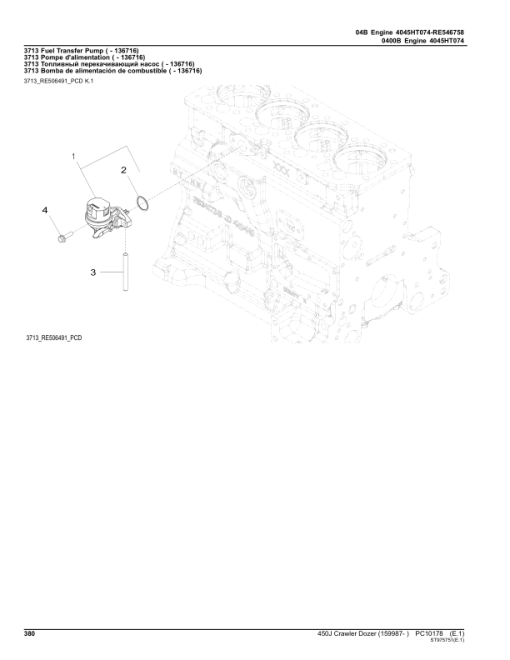 John Deere 450 Crawler Dozers (SN 159987-) Parts Catalog Manual - PC10178 - Image 2