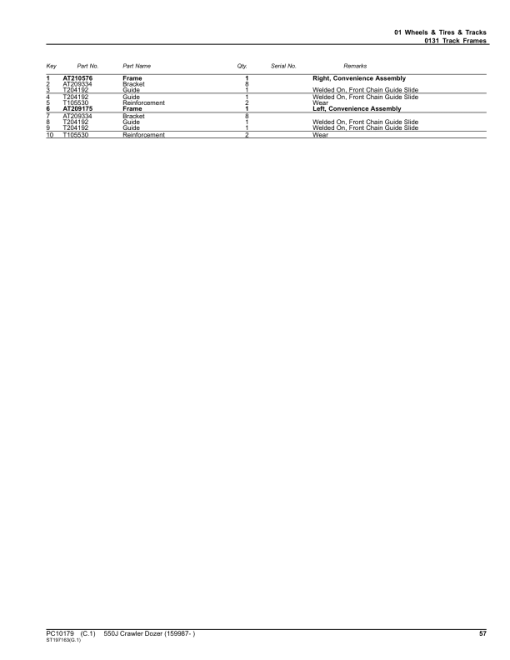 John Deere 550J Crawler Dozers (SN 159987-) Parts Catalog Manual - PC10179 - Image 4